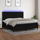  Box spring postelja z vzmetnico LED črna 200x200 cm blago, (20896832) Cene