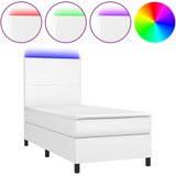  box spring s madracem LED bijeli 90x200 cm umjetna koža | shoptok.hr