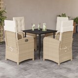  5-dijelni vrtni blagovaonski set od poliratana s jastucima bež Dužina stola 80 cm | shoptok.hr