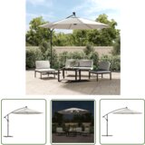  The Living Store Viseč senčnik z LED lučkami 300 cm kovinski drog peščene barve - Viseč Senčnik, (21742766) Cene