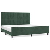  The Living Store Posteljni okvir z vzglavjem temno zelen 200x200 cm žamet - Posteljni Okvir Z Vzglavjem, (21450001) | Shoptok.si