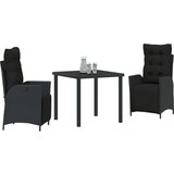 vidaXL 3-delni vrtni set za prehranjevanje črn Poli ratan | Shoptok.si