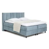 Plavi boxspring krevet s prostorom za odlaganje 160x200 cm Elva Bold Line –