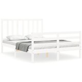 The Living Store Posteljni okvir z vzglavjem bel trden les - Posteljni Okvir, (21523730) | Shoptok.si