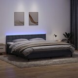vidaXL Box spring postelja z vzmetnico temno siva 180x210 cm žamet | Shoptok.si