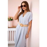 Kesi Włoski Dress with a decorative belt grey | shoptok.hr