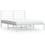 vidaXL Kovinski posteljni okvir z vzglavjem bel 135x190 cm | Shoptok.si