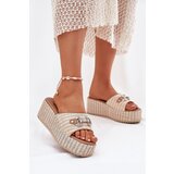 Boto Women's Wedge Sandals With Braiding And Decoration Beige Isolene | ePonuda.com