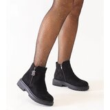 Gemre Black ankle boots with decorative charm on eco-suede platform Melane | shoptok.hr