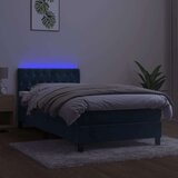 vidaXL Krevet box spring s madracem LED tamnoplavi 90x190 cm baršun | shoptok.hr
