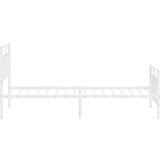 vidaXL Kovinski posteljni okvir z vzglavjem in vznožjem bel 90x190 cm | Shoptok.si
