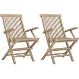  Sklopive vrtne stolice 2 kom sive 56x61x89 cm masivna tikovina | shoptok.hr