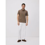 Reserved Regular polo-majica od strukturiranog žerseja - boja kave | shoptok.hr