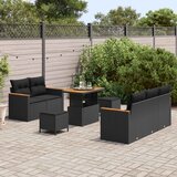  Sjedeća garnitura za vrt 10 kom. 7-Broj sjedala Crna poliratan 179 x 179 x 85 cm | shoptok.hr
