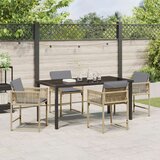 vidaXL 5-delni vrtni jedilni set z blazinami bež poli ratan | Shoptok.si
