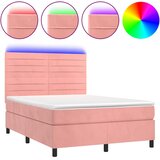  Krevet box spring s madracem LED ružičasti 140x200cm baršunasti | shoptok.hr