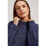 Marisse Navy Blue Sweater With Decorative Weave | Shoptok.si
