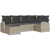 vidaXL 6-dijelni set vrtne sofe s jastučićima svjetlosivi poli ratan, 2-sjedna vrtna sofa s pohranom i jastučićima svjetlosivi poli ratan Cijene