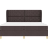  Postelja s pomičnim okvirjem in vzmetnico Temno rjava 200x200 cm Tkanina, (22052298) | Shoptok.si