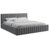 Makamii Siva oblazinjena zakonska postelja s prostorom za shranjevanje z letvenim dnom 160x200 cm Lemi – | Shoptok.si