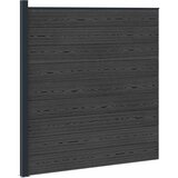 vidaXL Set ograde 175 x 186 cm WPC i aluminij Crna - Crna 1 sekcija s 1 stupcem (tamno sivi stupac) | shoptok.hr