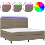 vidaXL Box spring postelja z vzmetnico LED taupe 200x200 cm blago, (20900574) Cene
