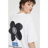 Hugo Blue Bombažna kratka majica ženski, bela barva