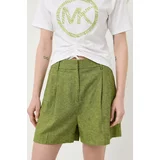 Michael Kors Lanene kratke hlače boja: zelena, s uzorkom, visoki struk
