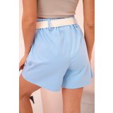 Kesi Włoski Women's high-waisted shorts with a belt blue | shoptok.hr