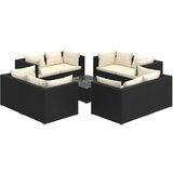 The Living Store Vrtna sedežna garnitura 9-delna z blazinami poli ratan črna - Vrtna Sedežna Garnitura, (21422107) | Shoptok.si