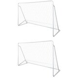 The Living Store Nogometni goli z mrežo jekleni 2 kosa 240x90x150 cm - Nogometni Gol Z Mrežo, (21417471) | Shoptok.si