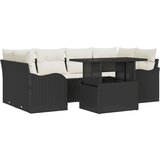 vidaXL 7-delna vrtna sofa sestava z blazinami Črn Poli Ratan, 2-sedežna vrtna sofa z blazinami Črn Poli Ratan Cene