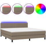  box spring s madracem LED smeđesivi 160x200 cm tkanina | shoptok.hr