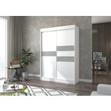 ADRK Klizni ormar BATIA s lakobel staklom 150 cm - BIJELA-SIVI LACOBEL | shoptok.hr