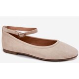 Boto Eco Suede Ballet Flats With Strap And Buckle Beige Deomira | ePonuda.com