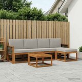  Set vanjskih sofa 6 pcs Prirodna i svjetlosiva Poliester | Eponuda.com