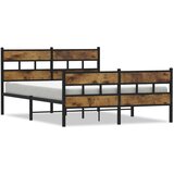 Maison Chic Kovinski Posteljni okvir - Dvoposteljna postelja - Zakonska postelja brez vzmetnice dimljen hrast 160x200cm, (21693135) | Shoptok.si