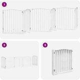 vidaXL Ograda za pse z vrati zložljiva 6 panelov bela 480 cm les | Shoptok.si