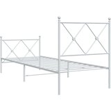 vidaXL Kovinski posteljni okvir z vzglavjem in vznožjem bel 80x200 cm | Shoptok.si