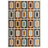 Flair Rugs Modra/oranžna ročno tkana volnena preproga 80x150 cm Retro Blocks –