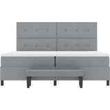 Box Spring Postelja z vzmetnico in klopjo svetlo siva 200x200 cm tkanina, (22080760) | Shoptok.si