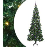 vidaXL Kotično umetno božično drevo Zelena 240 cm PVC in kovina | Shoptok.si