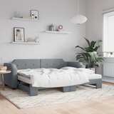 vidaXL Izvlečna dnevna postelja z vzmetnicami sv. siva 90x200 cm blago Cene