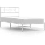 Maison Chic Kovinski Posteljni okvir - Enojna postelja - Postelja za odrasle z vzglavjem bel 90x200 cm, (21694353) Cene