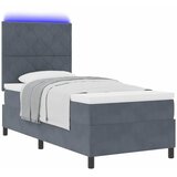  LED Box Spring Krevet Tamno siva 100 x 200 cm Baršun | shoptok.hr