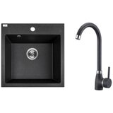 LAVEO Granitni sudoper Alena set s miješalicom i sifonom, crni, 49x49 cm Cijene
