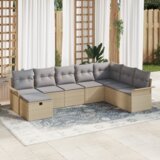 vidaXL 8-delni vrtni kavč set z blazinami Bež poli ratan | Shoptok.si