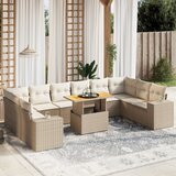 Maison Chic Seti vrtnega pohištva - Vrtna garnitura - Vrtni pohištvo set 11-delna z blazinami bež poli ratan, (21811551) | Shoptok.si