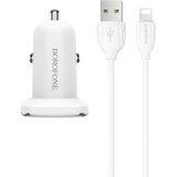 Borofone autonabijač s kabelom - 2x USB s 2,4A kabelom Lightning - Bijela Cijene