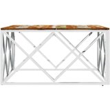  Klubska mizica srebrna nerjaveče jeklo in trden predelan les - Klubska Mizica, (21573477) | Shoptok.si